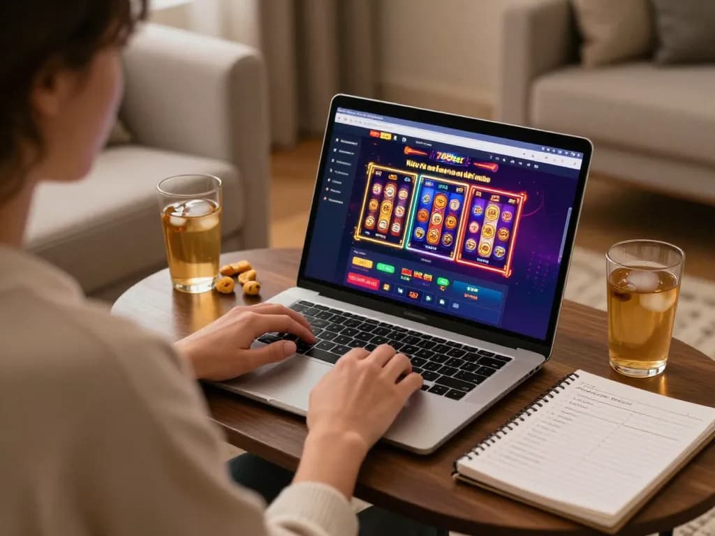 Player engaging with 789bet online casino game on laptop in a cozy home setup