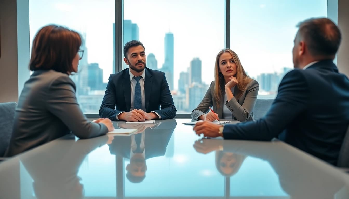 Professioneller Headhunter Schweiz im Interview mit einem Kandidaten in einem modernen Büro.