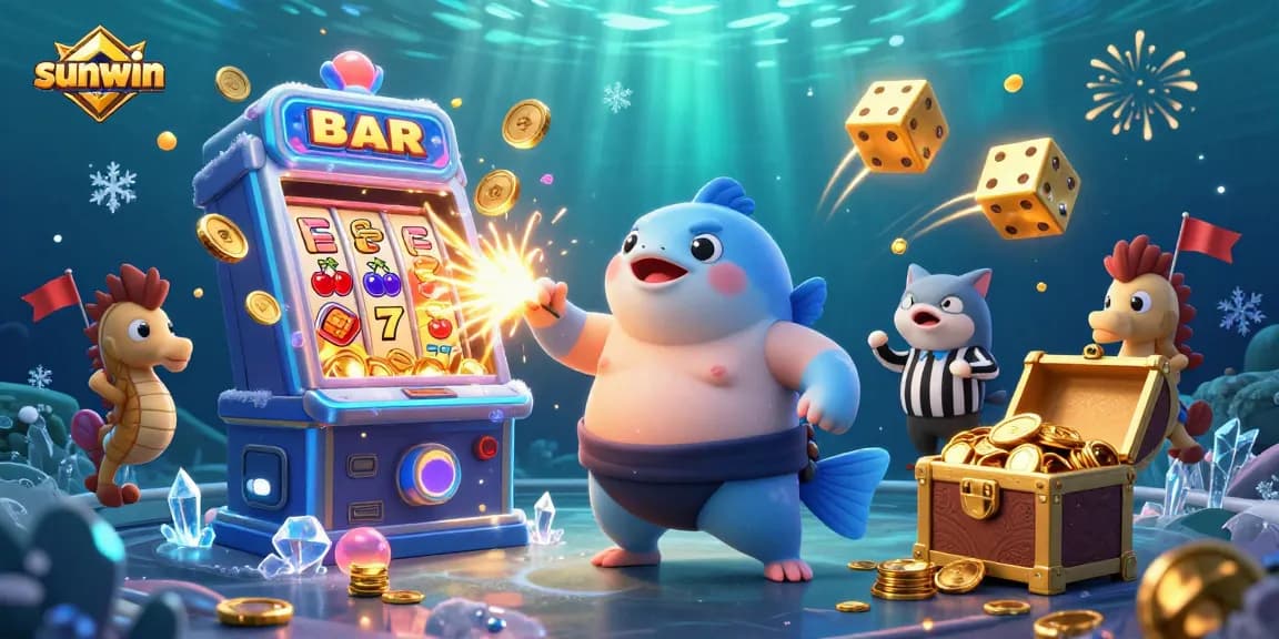 Experience the vibrant sunwin slot explosion in a colorful underwater casino scene.