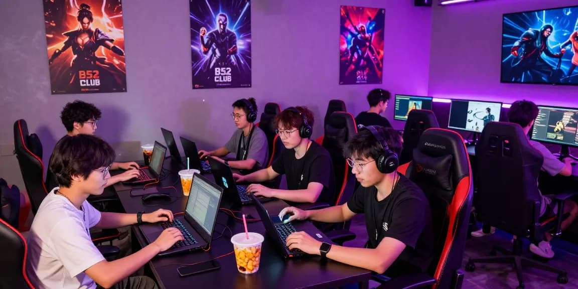 Active gaming session at https://b52club.radio.fm/ with players enjoying B52 CLUB online games in a vibrant lounge.