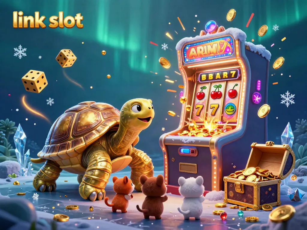 Exciting jackpot moment showcasing the "link slot" scene with vibrant elements and characters in animated casino play.