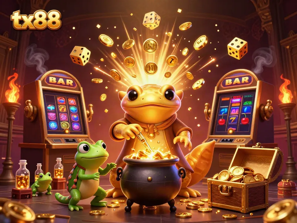 Experience the thrilling world of tx88 with a golden salamander alchemist and exciting casino elements.