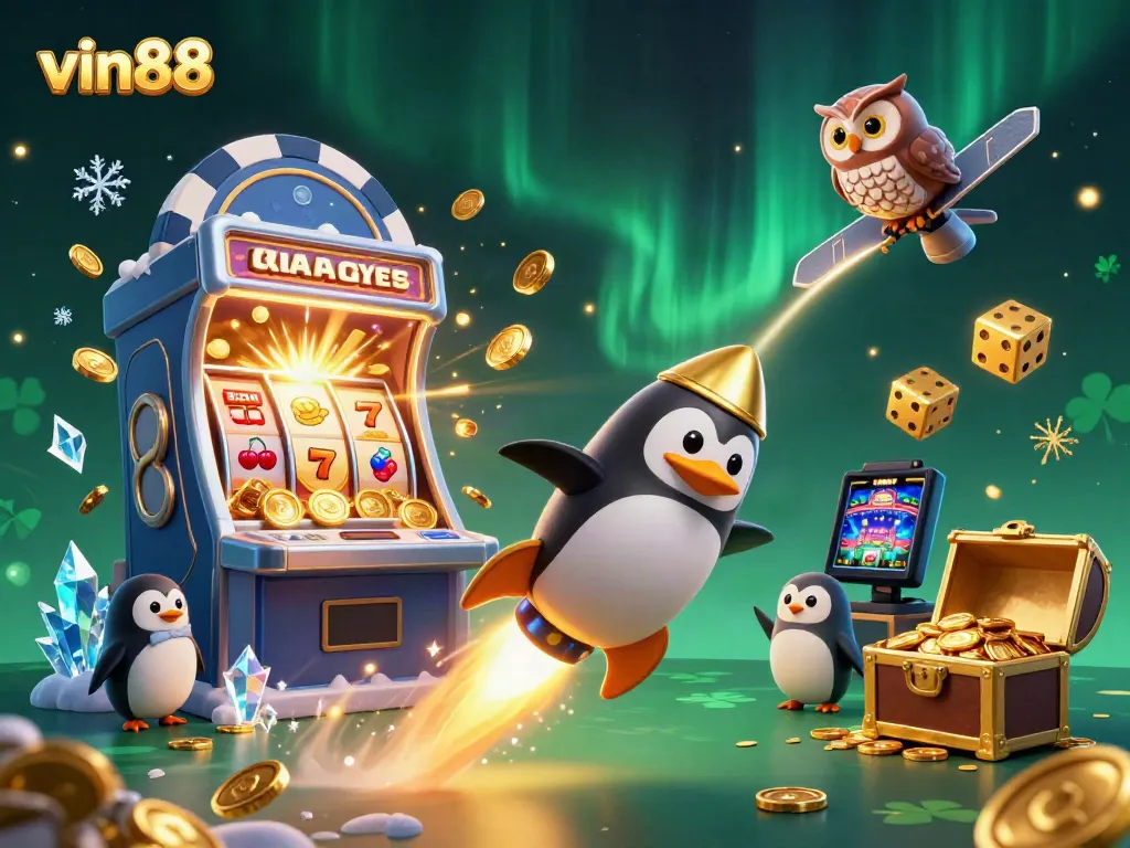 Experience thrilling gaming adventures at vin88 with a dynamic space-themed casino illustration.