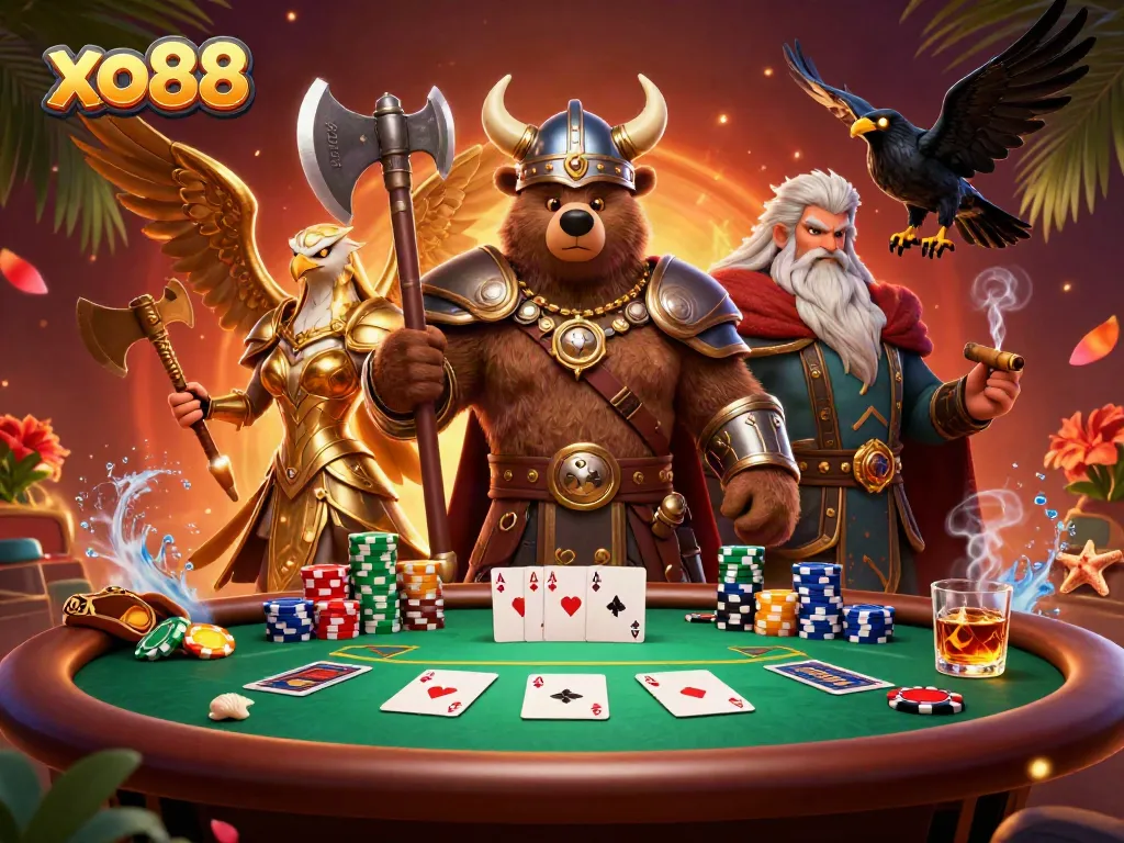 Experience the exhilarating world of xo88 poker with dynamic characters and vibrant elements.