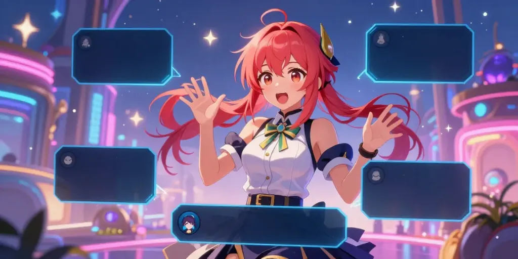 Engaging anime character in a vibrant setting, representing hentai chat.