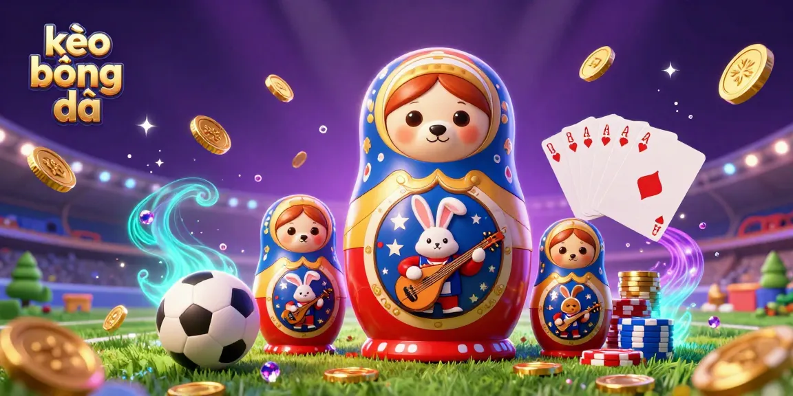 Engage in kèo bóng đá with vibrant 3D illustration featuring sports-themed characters and casino elements.
