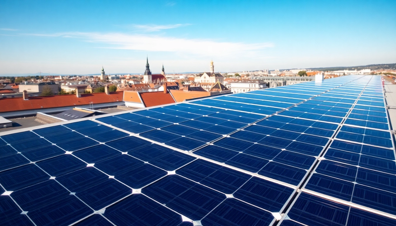 PV anlage kosten wien: Demonstration der Kosten für Solaranlagen in Wien auf modernem Dach.