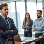 Headhunter Ingenieure im Gespräch mit einem Ingenieur in einem modernen Büro.